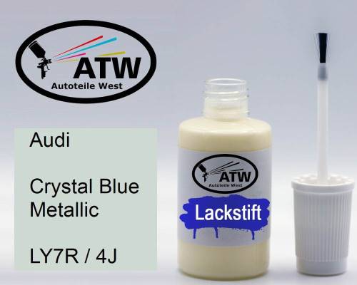 Audi, Crystal Blue Metallic, LY7R / 4J: 20ml Lackstift, von ATW Autoteile West.